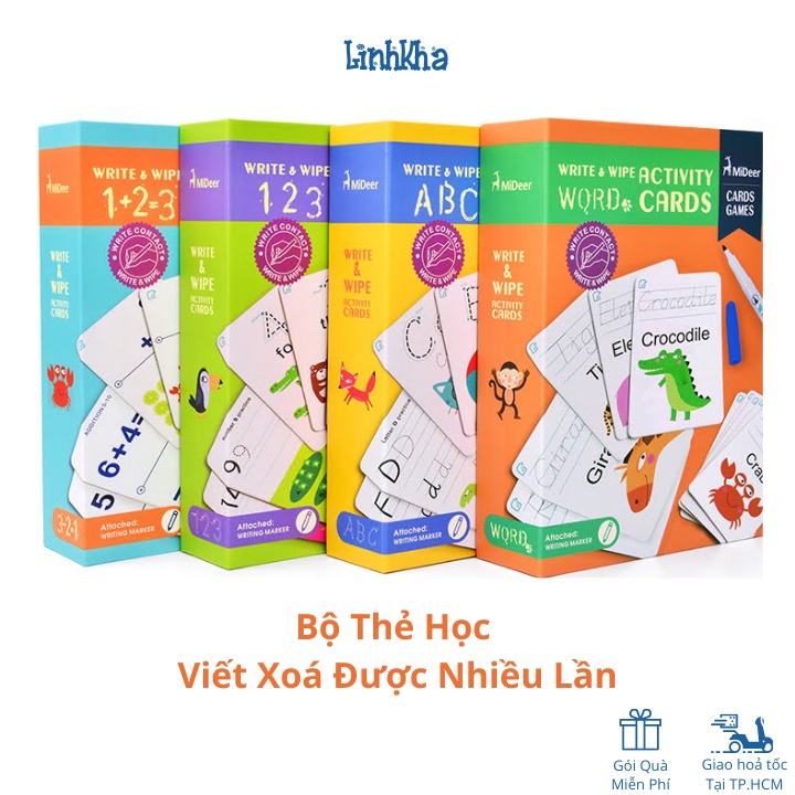 Bộ Thẻ Học Thông Minh Chữ Số Toán - Đặc Biệt Viết Và Xoá Được Nhiều lần Mideer - Write And Wipe Activity Card