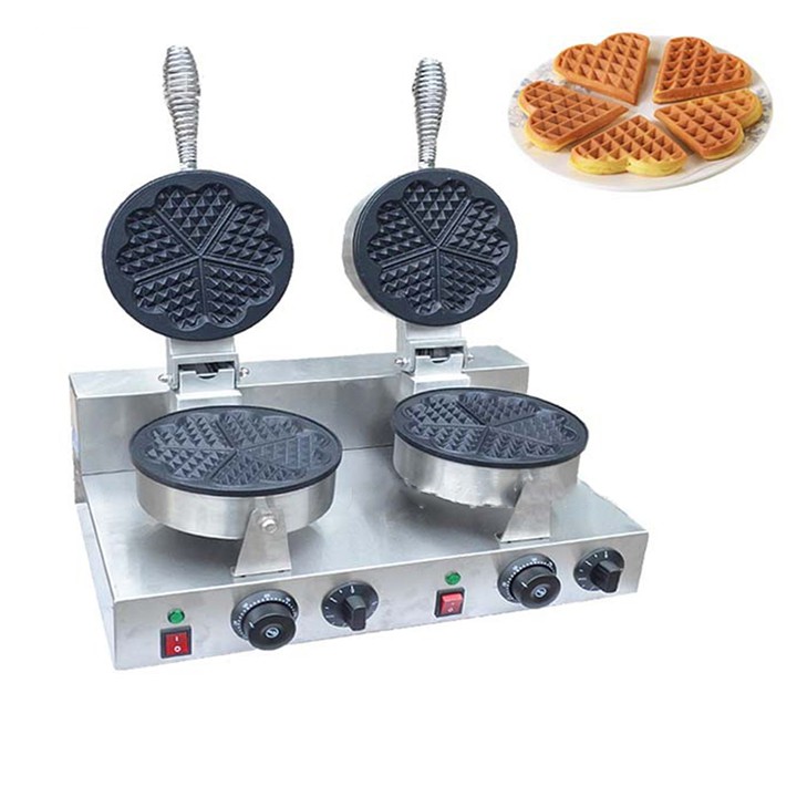 Máy nướng bánh waffle hình trái tim đôi công nghiệp