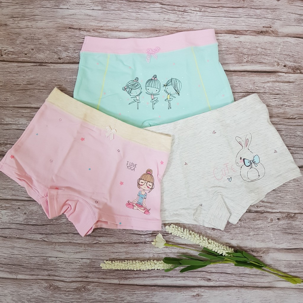 SET 3 CHIẾC QUẦN CHIP ĐÙI, QUẦN LÓT ĐÙI COTTON CAO CẤP CHO BÉ GÁI