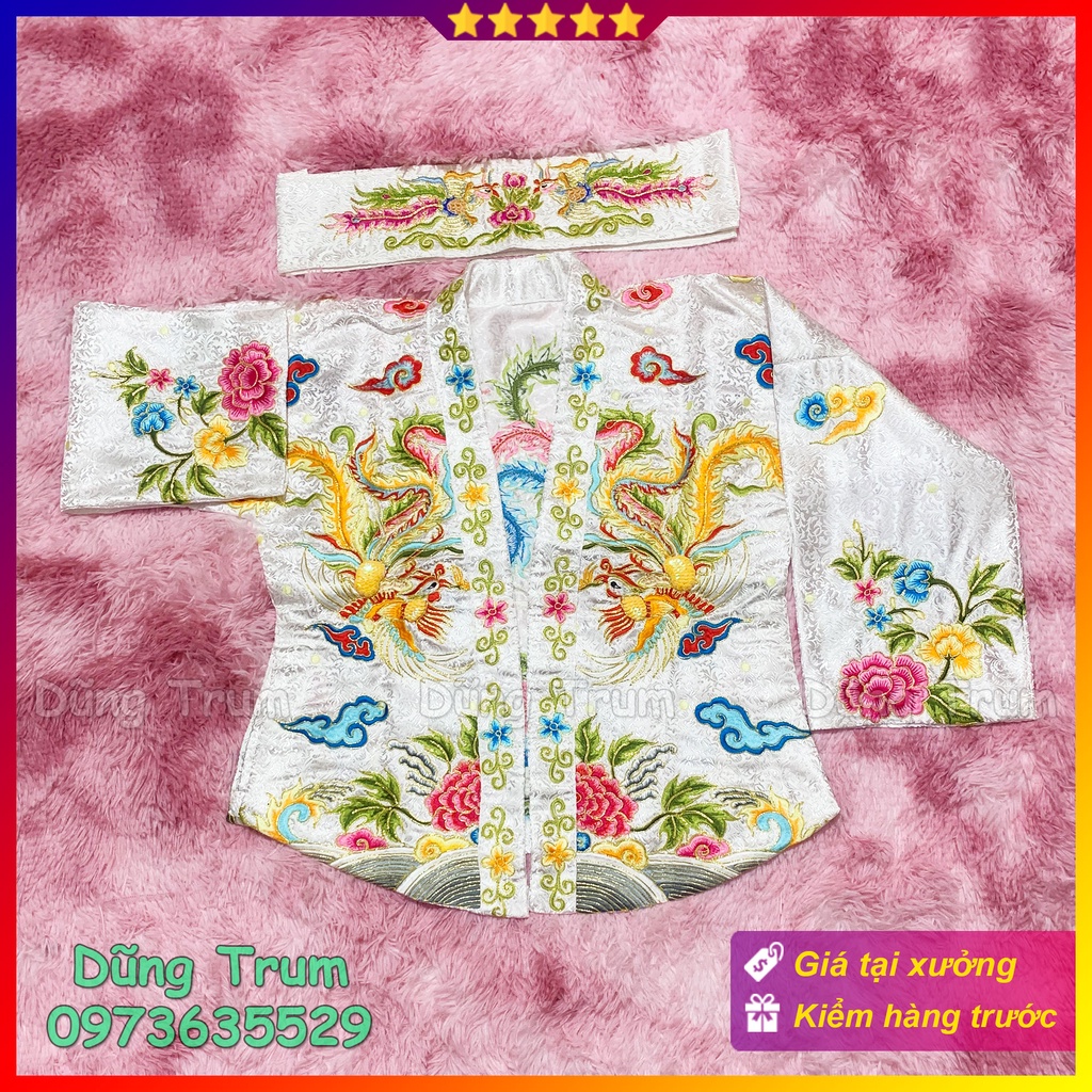 Trang phục hầu giá Chúa Thác Bờ, áo hầu đồng Chầu Thác Bờ chất liệu vải gấm cao cấp