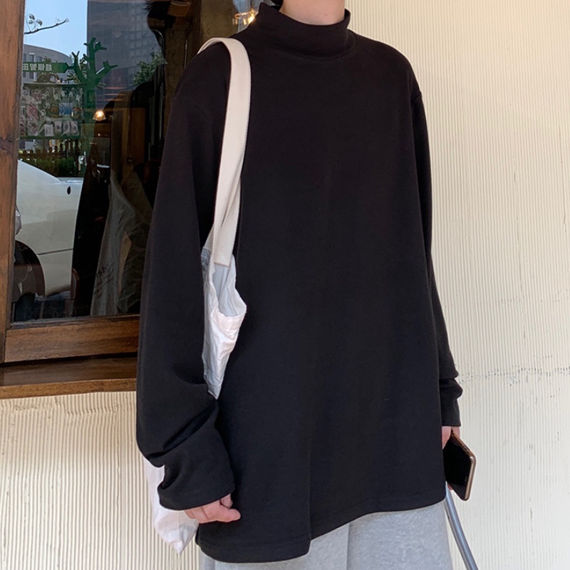 Áo sweater tay dài dáng rộng cổ cao kiểu Hàn Quốc thời trang Thu Đông cho nam