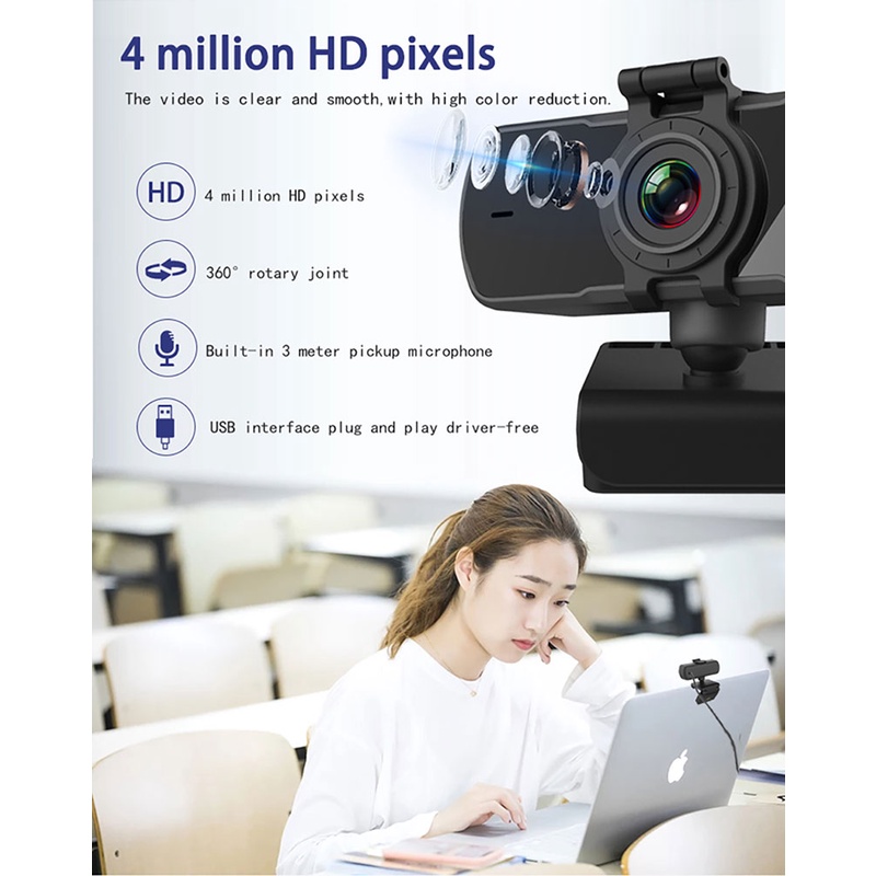Webcam 2K HD 1080P Web Máy Ảnh Tự Động Lấy Nét Với Microphone USB Đối Với Máy Tính PC Mac Máy Tính Xách Tay BESTALLOF▲