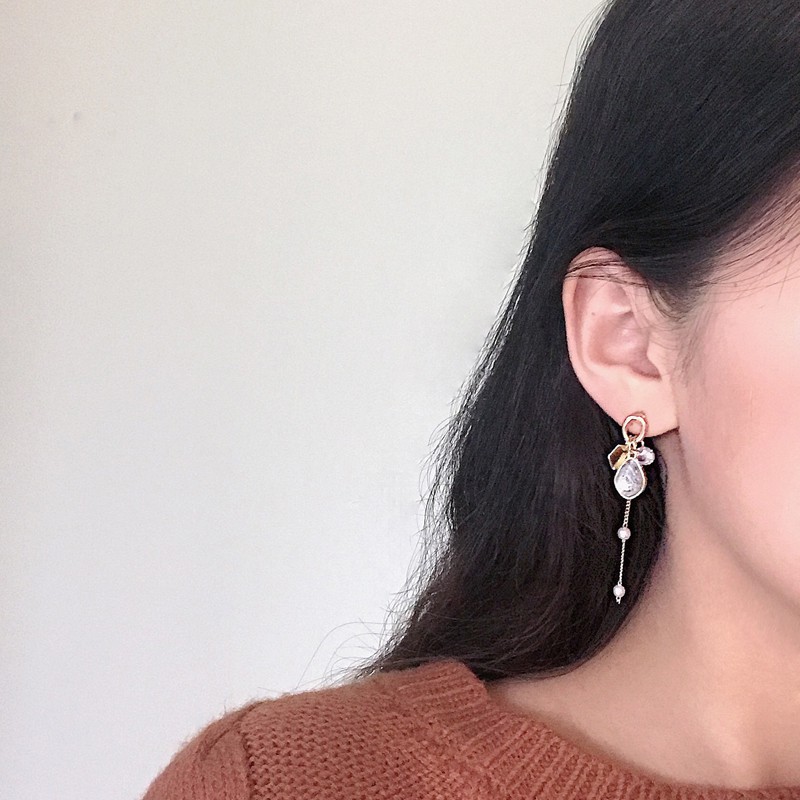 Hoa tai hình giọt nước kiểu dáng không đối xứng MS165
