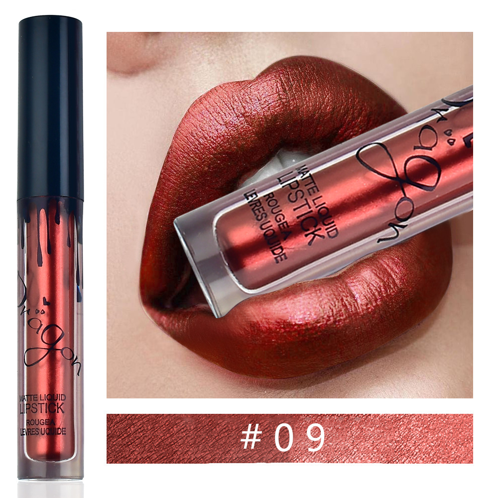 Cắn Môi Mờ Matte Lipstick Không Dính Cốc Không Phai Màu Kim Loại Màu Nude Màu Đất Đồng Lip Gloss