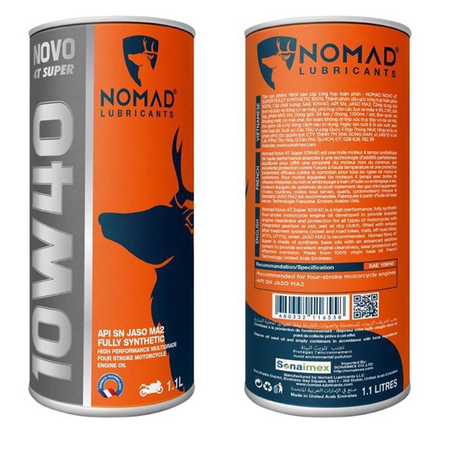 Nhớt Nomad Super 4T 5W40-10W40 dành cho xe Winer, raider, xe số, moto