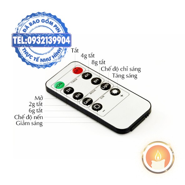 Cặp nến cây điện tử tim lắc dùng remote [KÈM SẴN PIN]