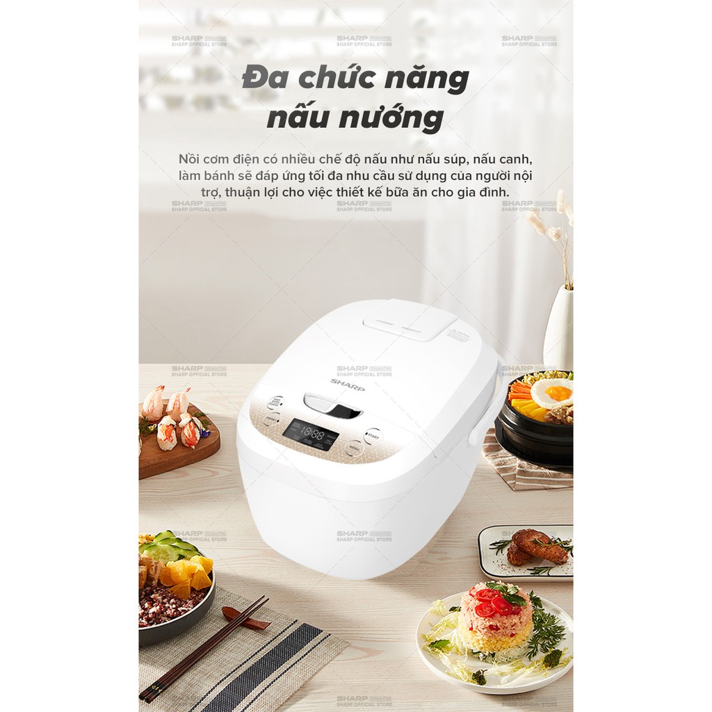 Nồi Cơm Điện Tử Sharp KS-COM186EV-GL - (1.8L) Hàng Chính Hãng