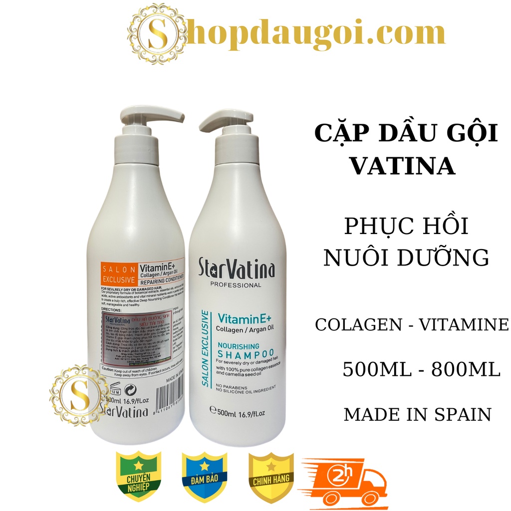 DẦU GỘI DẦU XẢ VATINA DƯỠNG ẨM PHỤC HỒI TÓC DƯỠNG SINH KÍCH THÍCH MỌC TÓC 500ml - 800ML