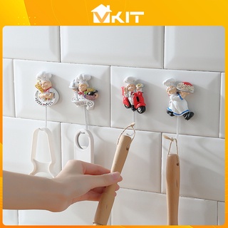 Bộ 4 móc treo đồ, móc treo tường siêu dính 4 ông đầu bếp M02