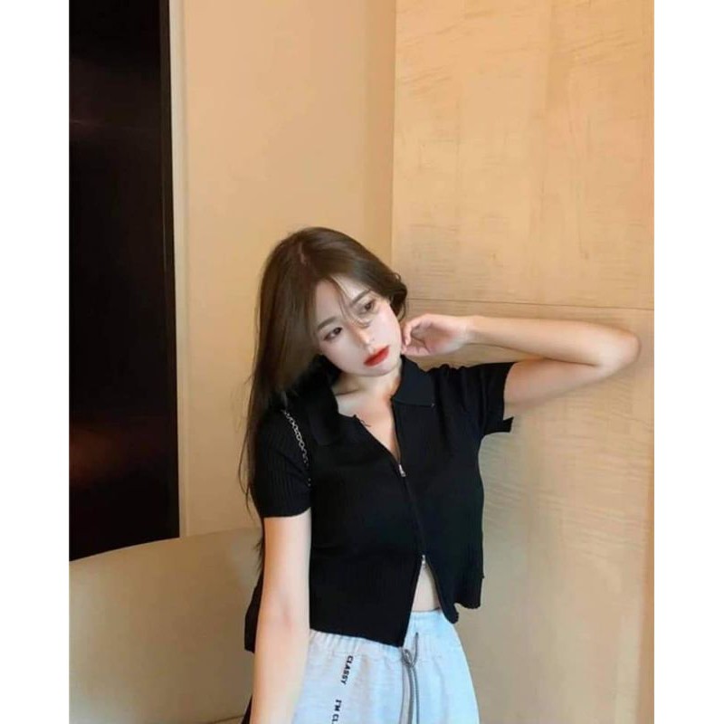 [SIÊU SALE] Áo Crotop Khóa Kéo Kiểu Tay Ngắn Siêu Hot( kèm ảnh thật)