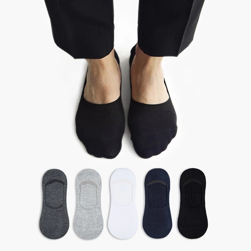 1 Đôi Vớ Cotton Cổ Thấp Thoáng Khí Chống Trượt Cho Nam