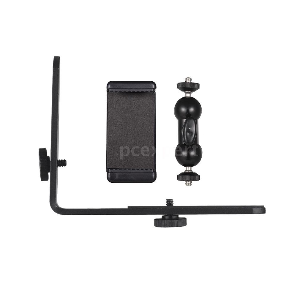 PCER◆ Vertical L-Shape Bracket Camera Stand + Flexible Smartphone Ballhead Stand + Adjustable Phone