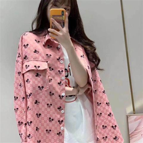 Jiashucheng Áo Sơ Mi Tay Dài In Hoạt Hình Mickey Hai g Phong Cách Kuaishou Kuaishou Dành Cho Bạn Nữ