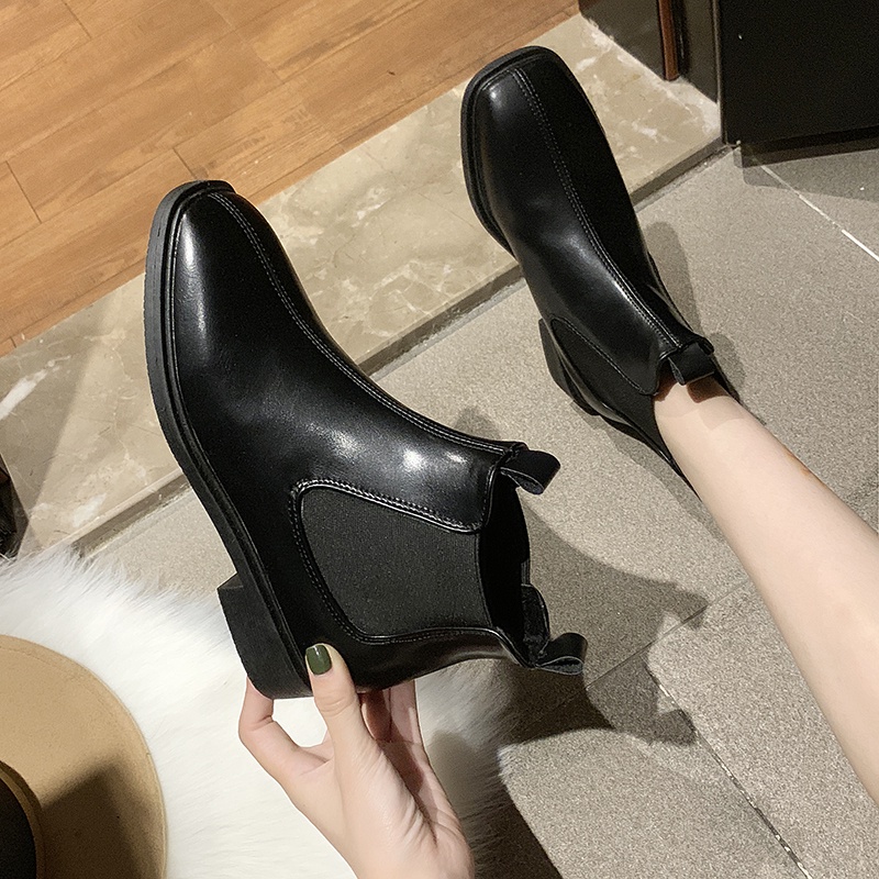 Giày bốt da màu trơn thời trang cho nữ