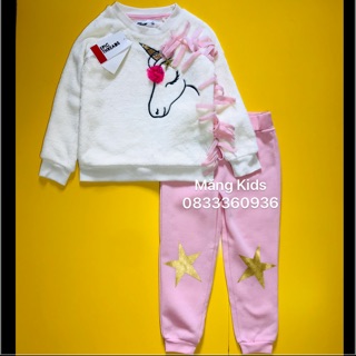 Bộ nỉ lông bé gái ngựa pony