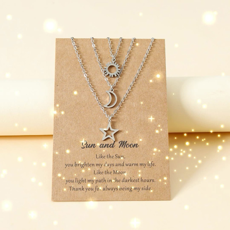 Vòng cổ Mặt Hình Ngôi Sao / Mặt Trăng / Mặt Trời Bằng Thép Không Gỉ Cho Nữ