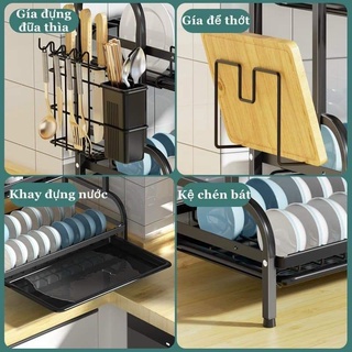 Kệ úp chén bát 3 tầng có khay hứng nước