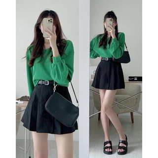 Áo croptop tay bồng cổ lệch