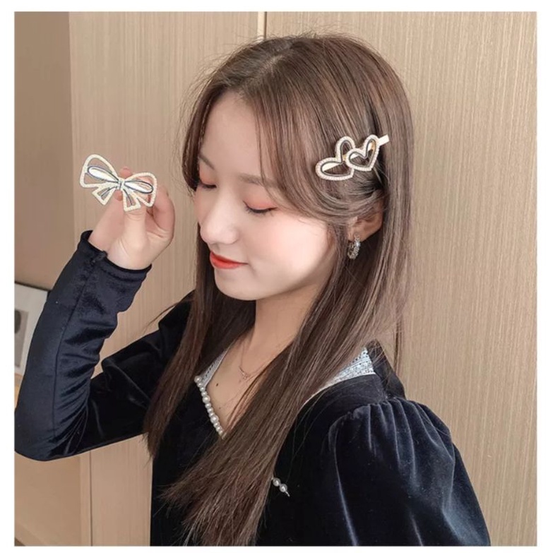 Kẹp mái nơ hoa đính đá sang trọng phong cách Hàn Quốc, phụ kiện tóc nữ KT046 - Filibra