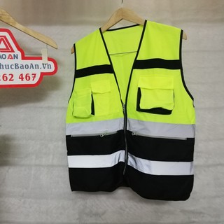 Áo gile bảo hộ lao động - Áo lưới kỹ sư phản quang cao cấp có túi hộp và túi kéo