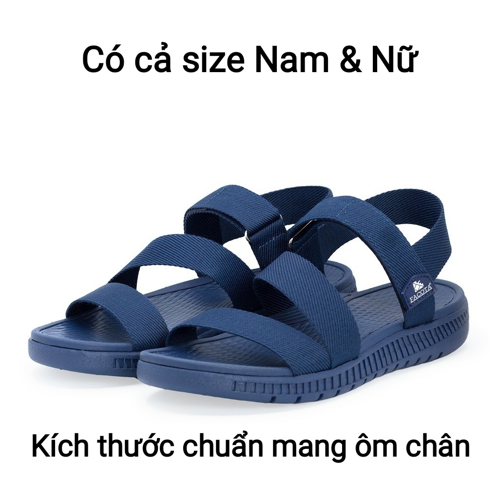Dép quai ngang nam, giày sandal nữ FACOTA chính hãng xỏ ngón quai dù đi học
