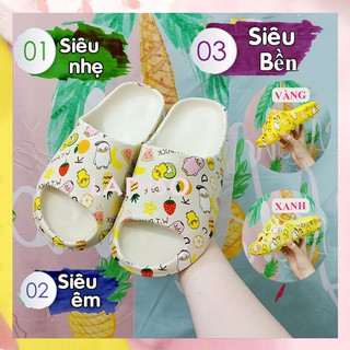 Dép Bánh Mì nữ quai ngang mùa hè mẫu mới họa tiết trái cây cute - TT228