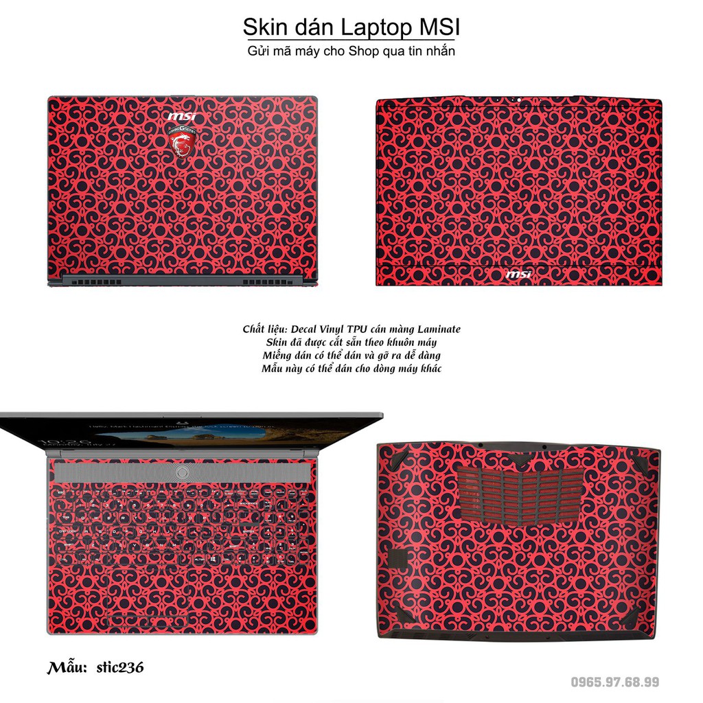 Skin dán Laptop MSI in hình Hoa văn sticker _nhiều mẫu 38 (inbox mã máy cho Shop)