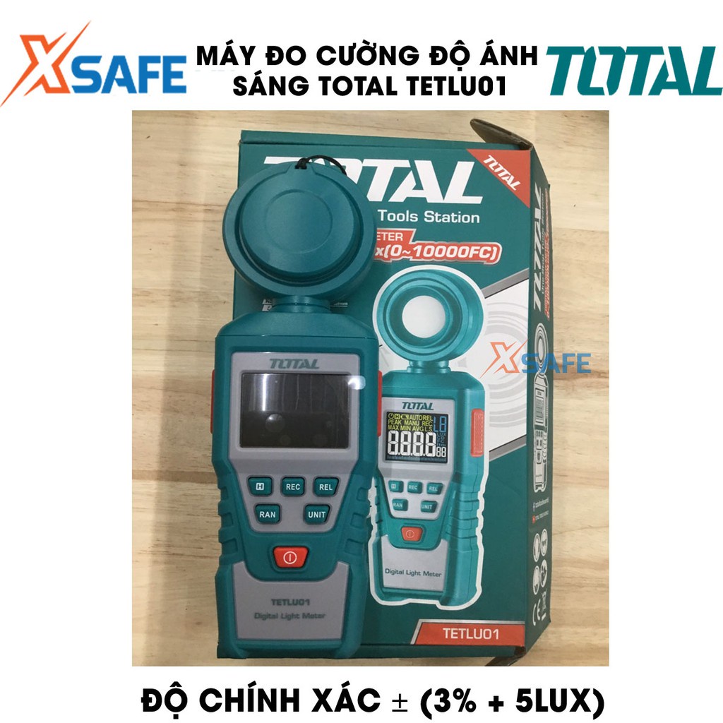 Máy đo cường độ ánh sáng kỹ thuật số TOTAL TETLU01 màn hình LCD Thiết bị đo cường độ ánh sáng phạm vi 0-200000 LUX