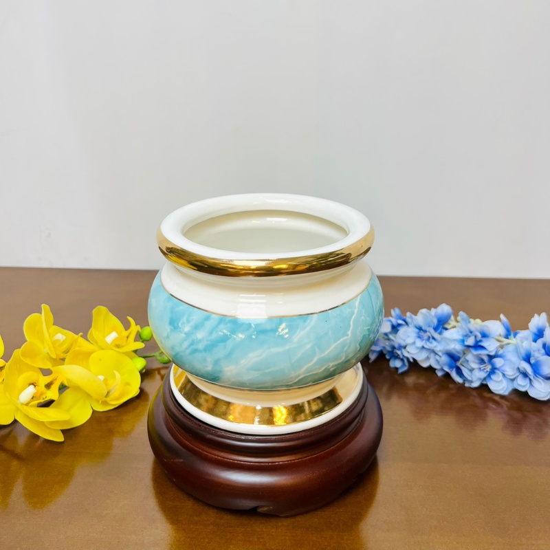 Bộ đồ thờ vân đá xanh cao cấp ĐẠI PHÁT, bộ đồ thờ gia tiên, đồ thờ thần tài gốm sứ cao cấp, bát hương sứ