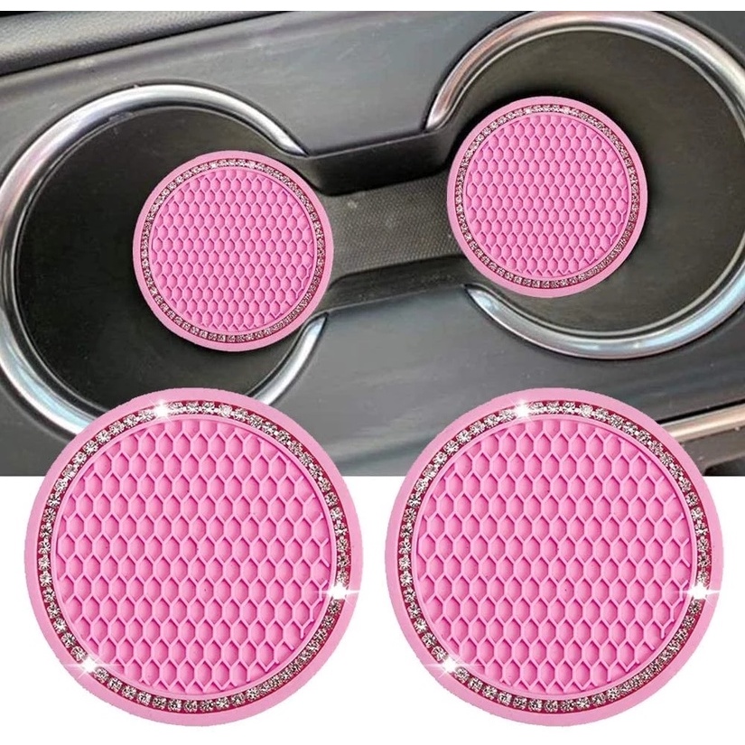 Tấm Lót Cốc Nước/Chai Nước Trong Xe Hơi Đính Đá Lấp Lánh Chống Trượt 7Cm