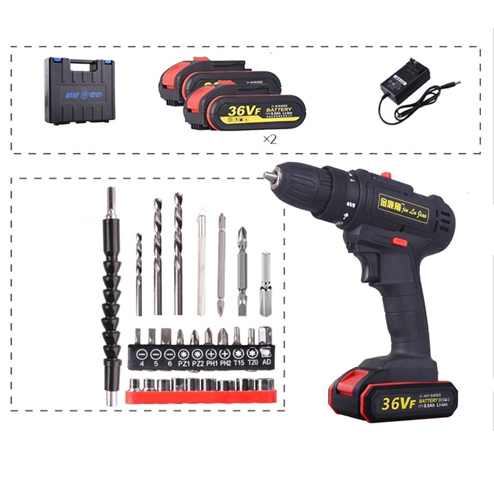 Máy khoan pin 36V 3 Chức Năng Máy 2 PIN kèm 24 Phụ Kiện