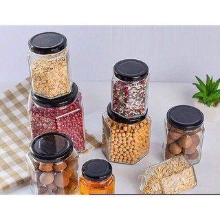 Hũ, lọ thủy tinh lục giác nắp thiếc các cỡ