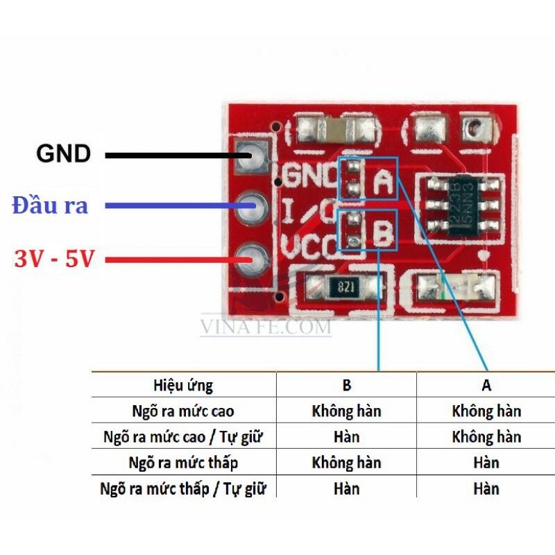 ✅Modun,Mạch cảm biến chạm. Công tắc 1 chạm TTP223