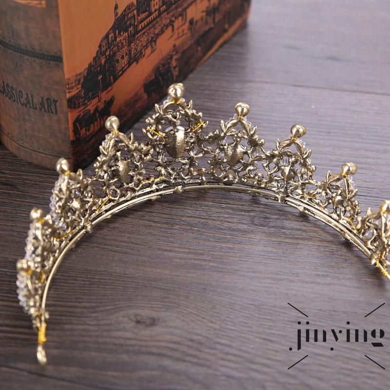 Vương miện cài tóc GETNOIVAS đính đá pha lê màu bạc phong cách baroque cho cô dâu