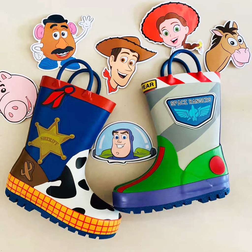 Giày Bốt Đi Mưa Chống Trượt Không Thấm Nước In Hình Buzz Lightyear Cho Bé Gái