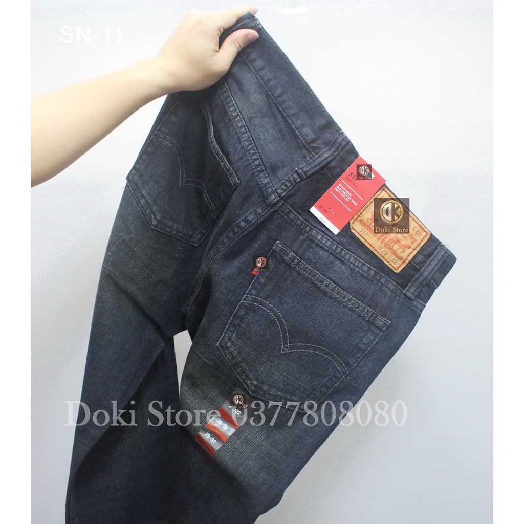 Quần jean nam xanh đậm SN-11, quần jean ống rộng, ống suông, vải mềm ko co giãn - Doki Store