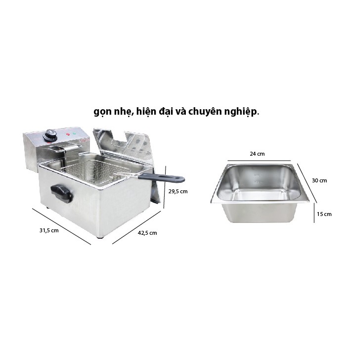 Bếp Chiên Nhúng Điện 6 Lít VinSun Chiên Gà Xúc Xích Khoai Và Thực Phẩm Inox Điện Tự Động