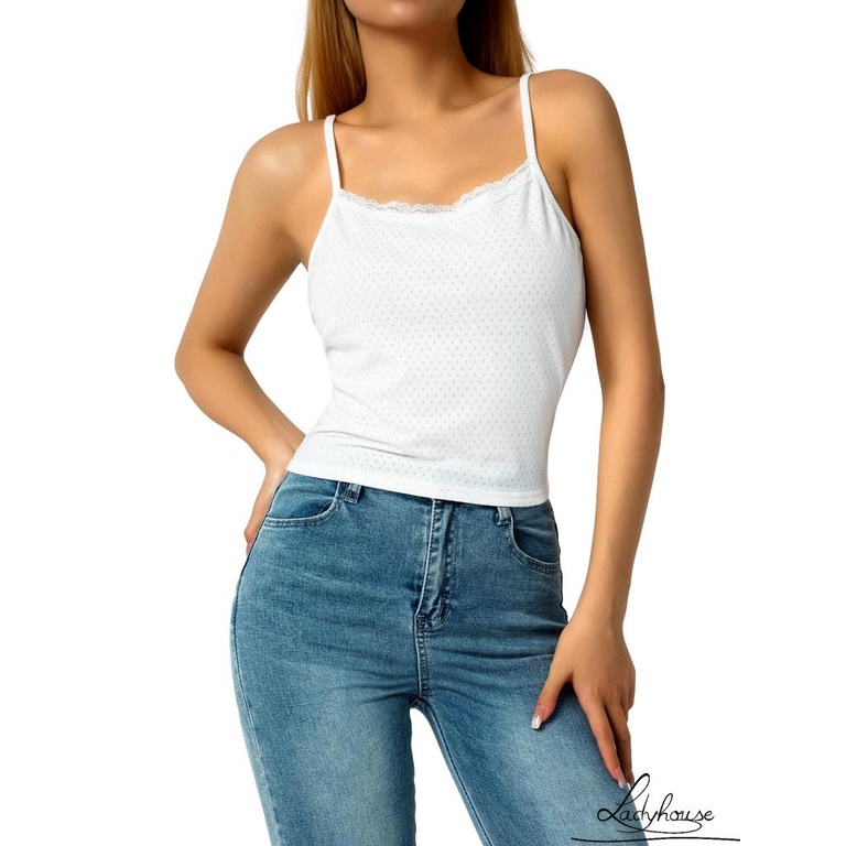 Áo Hai Dây Mỏng Ghép Vải Ren Hình Trái Tim Gợi Cảm Cho Nữ