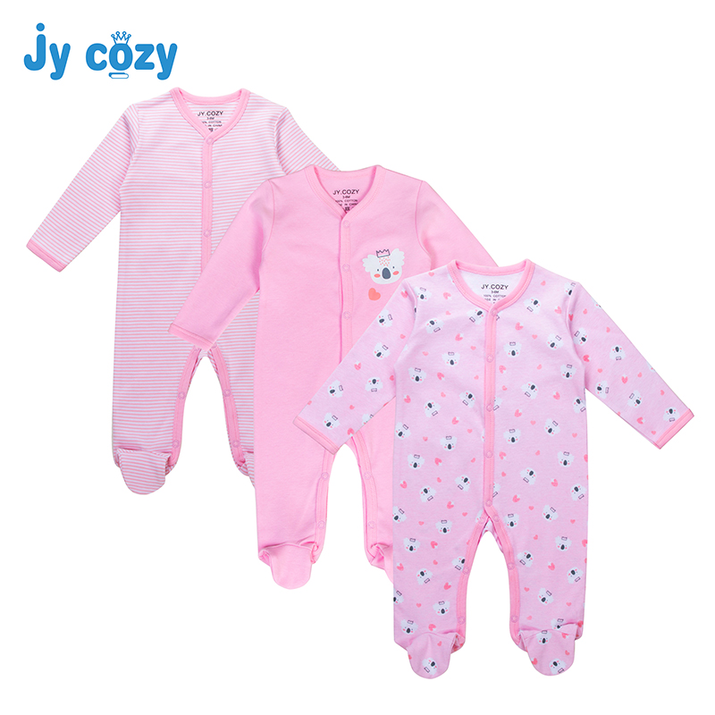 1 cái / 3 cái Quần áo dài tay cho trẻ sơ sinh bằng vải bông sơ sinh 0-12 tháng Áo liền quần dài tay cho bé