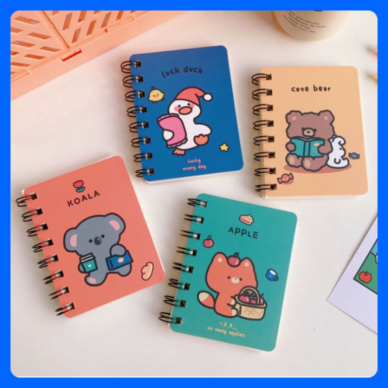 Sổ ghi chép mini phong cách Hàn Quốc siêu cute - Sổ tay lò xo hình ĐỘNG VẬT sắc màu nhỏ xinh, tiện dụng cho học sinh