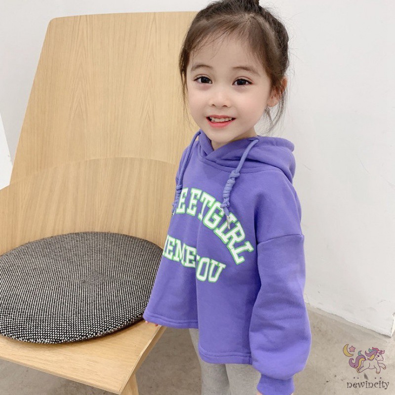 Áo Hoodie In Chữ Phong Cách Hàn Quốc Xinh Xắn Cho Bé Gái