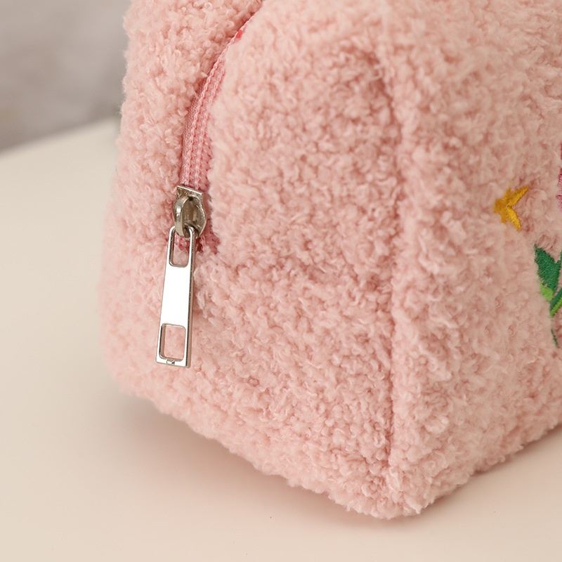 Bóp Viết Vải Lông Mềm In Hình Hoa Tulip Dễ Thương Cho Học Sinh Ốp