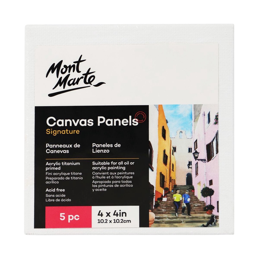 Bộ 5 Tấm Canvas Panels 10.2x10.2cm Mont Marte - CMPL1010 - Canvas Vẽ Tranh, Toan Vẽ Tranh