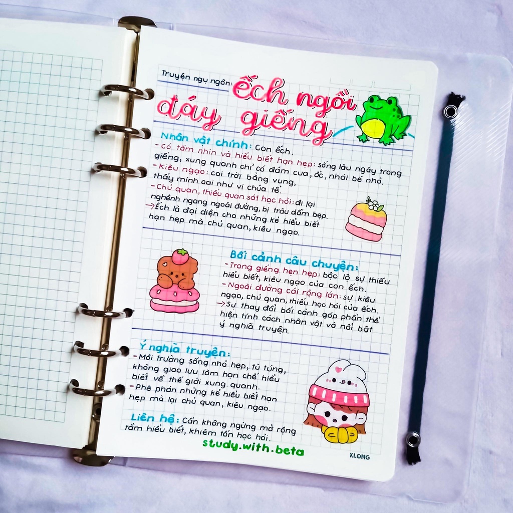 Sổ takenote VĂN 7 phong cách Sổ giấy trang trí sticker do Beta thiết kế, 2 loại sổ lò xo và sổ còng sắt binder
