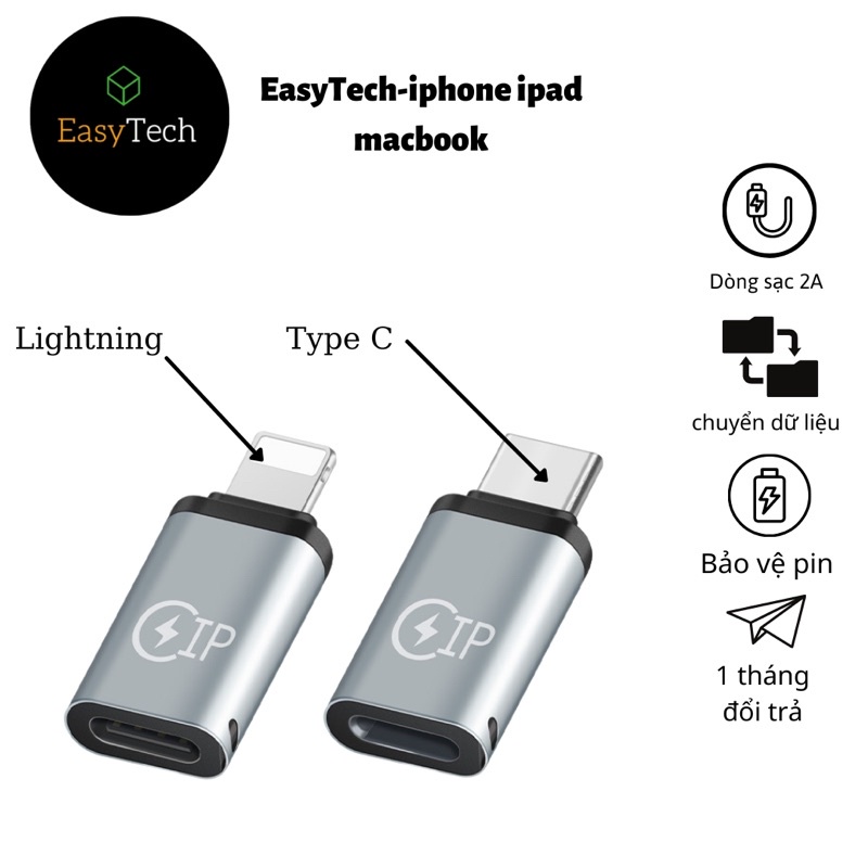 cổng chuyển type C sang lightning, type C to lightning, Lightning sang Type C, lightning sang Type C
