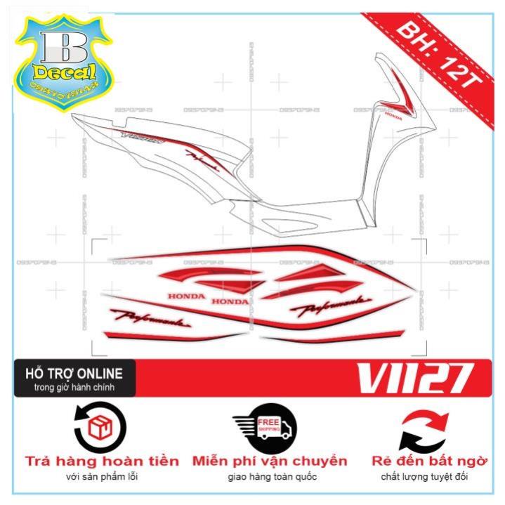 ( Quí khách vui lòng mang ra tiệm cho thợ dán ) Tem VISION 2021CHỈ ĐỎ DÁN XE TRẮNG [Bi Decal]