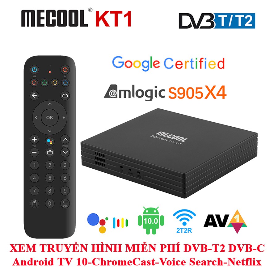 Android TV Box Mecool KT1 - CPU S905X4, AndroidTV 10 , DVB - T2, DVB-C