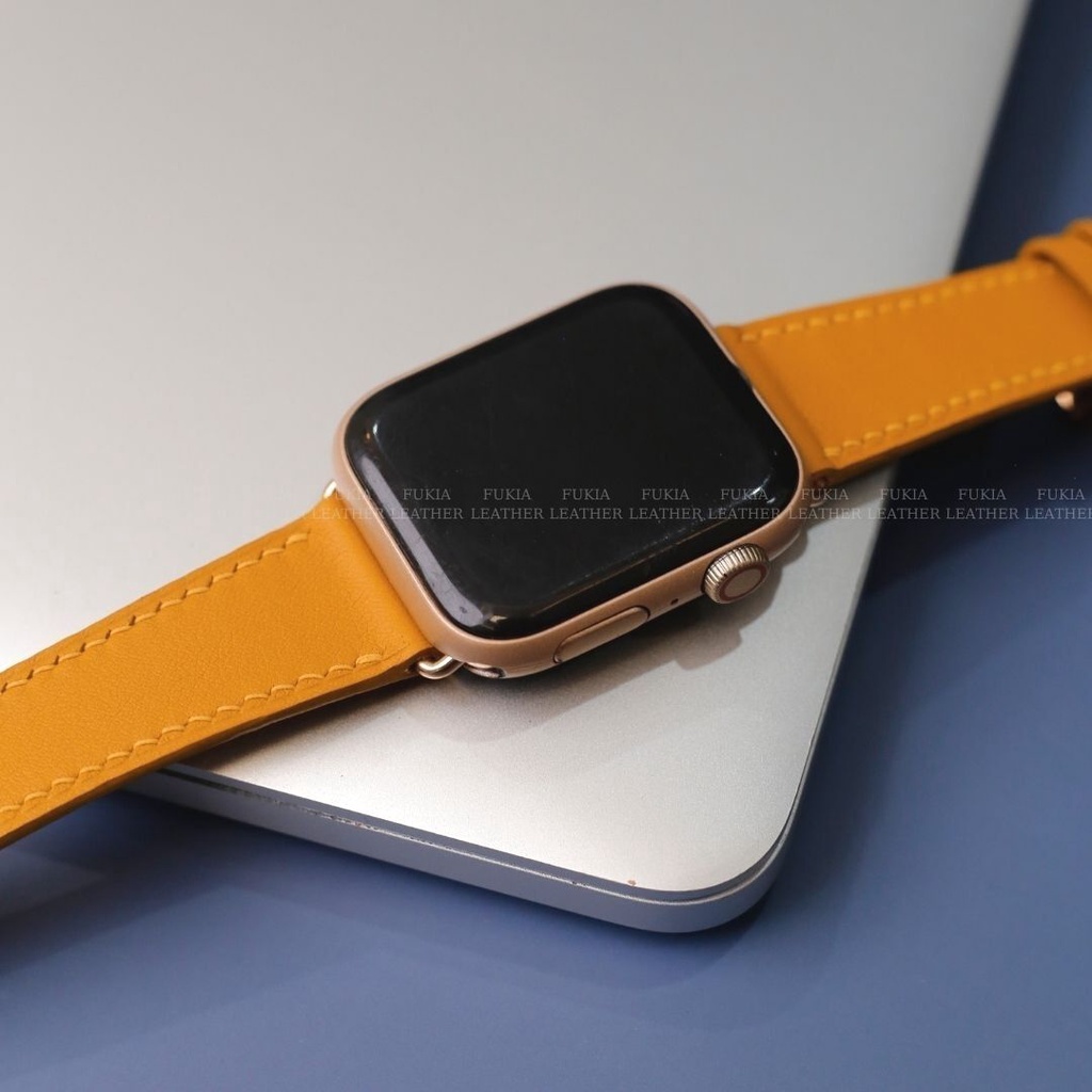 Dây da thủ công Swift Vàng dành cho Apple Watch Series 1/2/3/4/5/6/7/SE, đồng hồ thông minh, đồng hồ cơ