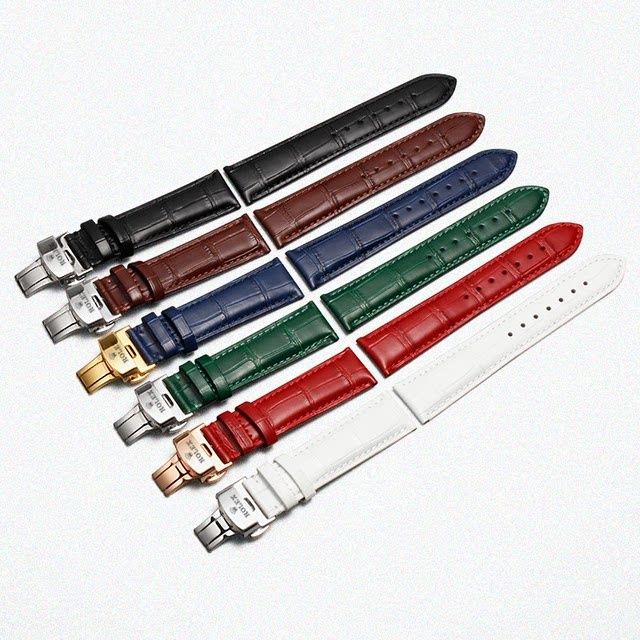 Dây Đồng Hồ Rolex Chính Hãng Bằng Da Thật Màu Xanh Lá / Đen / Xanh Lá Có Khóa Hình Bướm 20 Cái