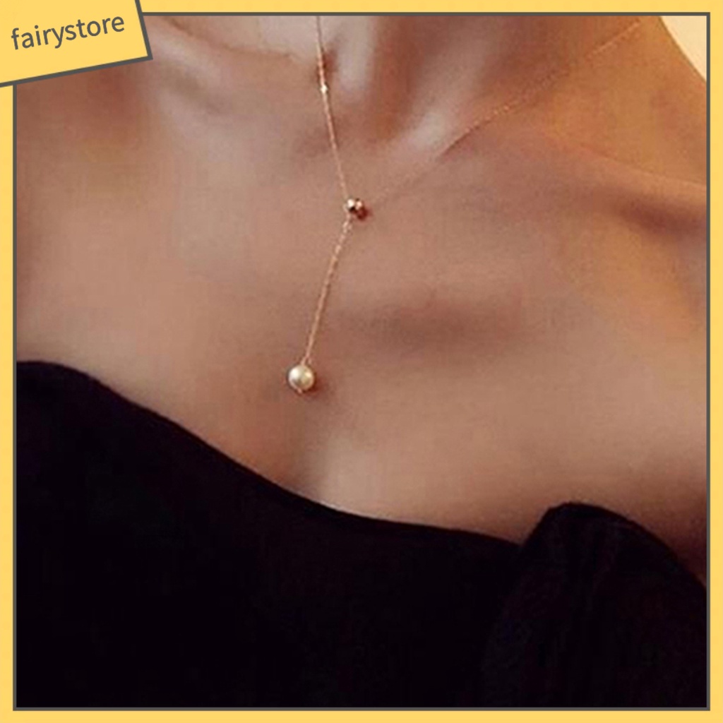 Dây Chuyền Hợp Kim Dáng Dài Đính Ngọc Trai Nhân Tạo Xinh Xắn Cho Nữ